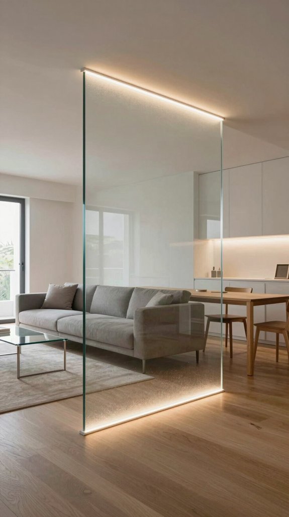 glass divider with lighting