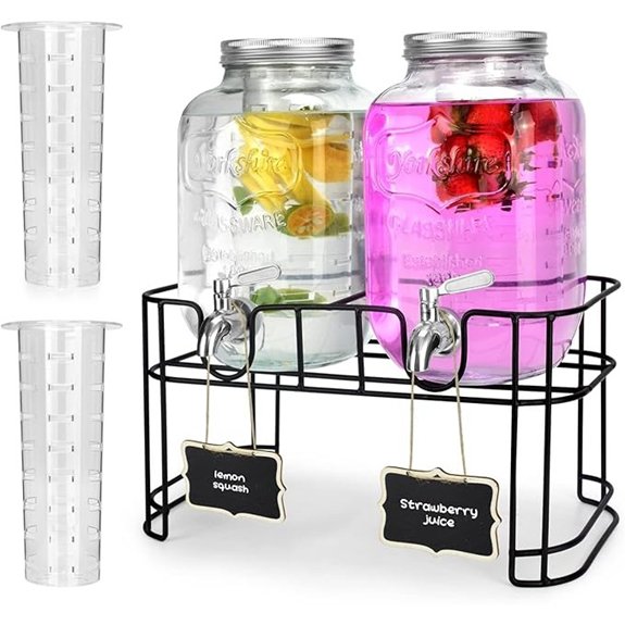 glass drink dispenser set