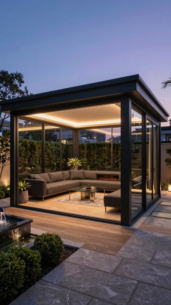 21 Backyard Pavilion Ideas for Stylish Outdoor Living 8 glass walled year round pavilion