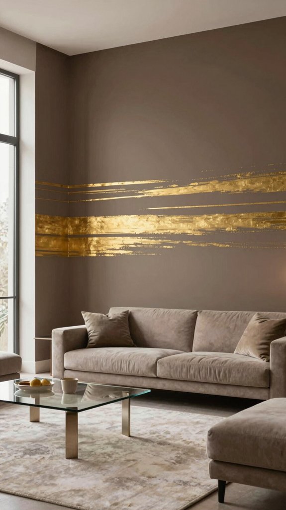 gold accents on dark walls