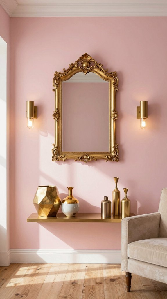 Colors That Complement Pink Walls 12 gold brass accents on pink