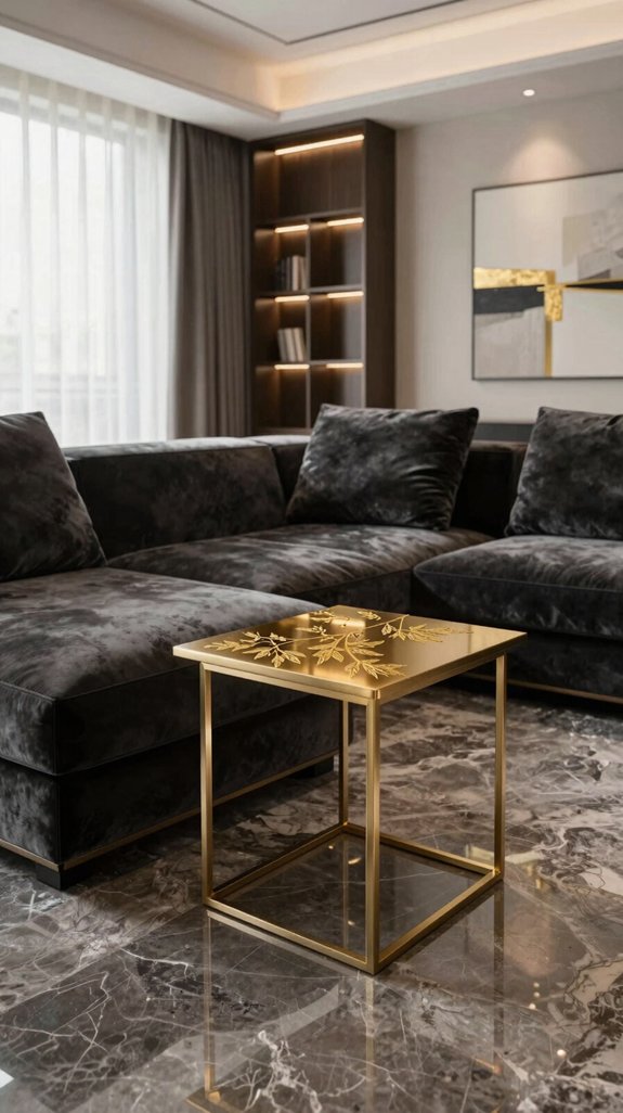 gold leafed table enhances elegance