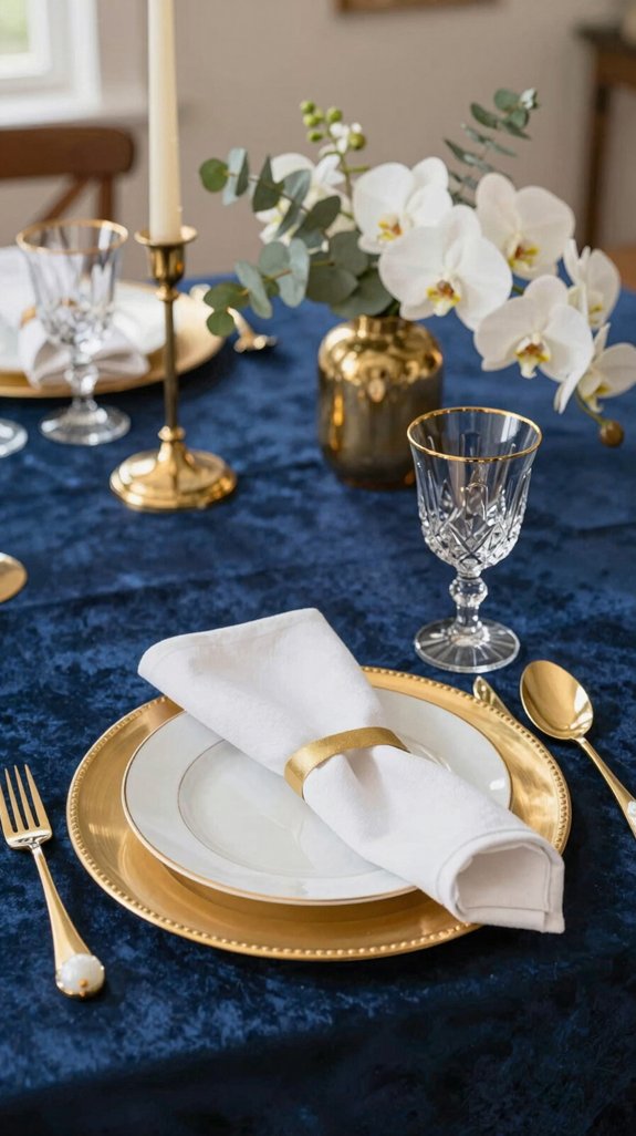 gold rimmed blue elegance