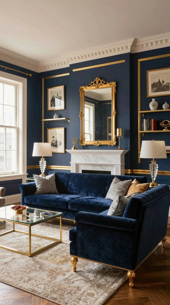 gold trimmed navy elegance
