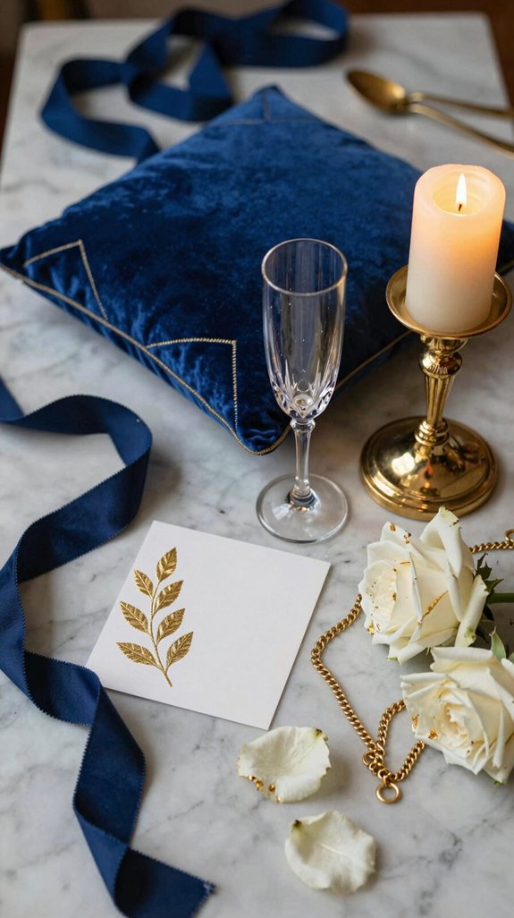 golden accents for royal blue weddings