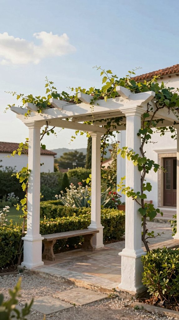 21 European Backyard Ideas for a Charming Outdoor Space 15 greek style white pergola