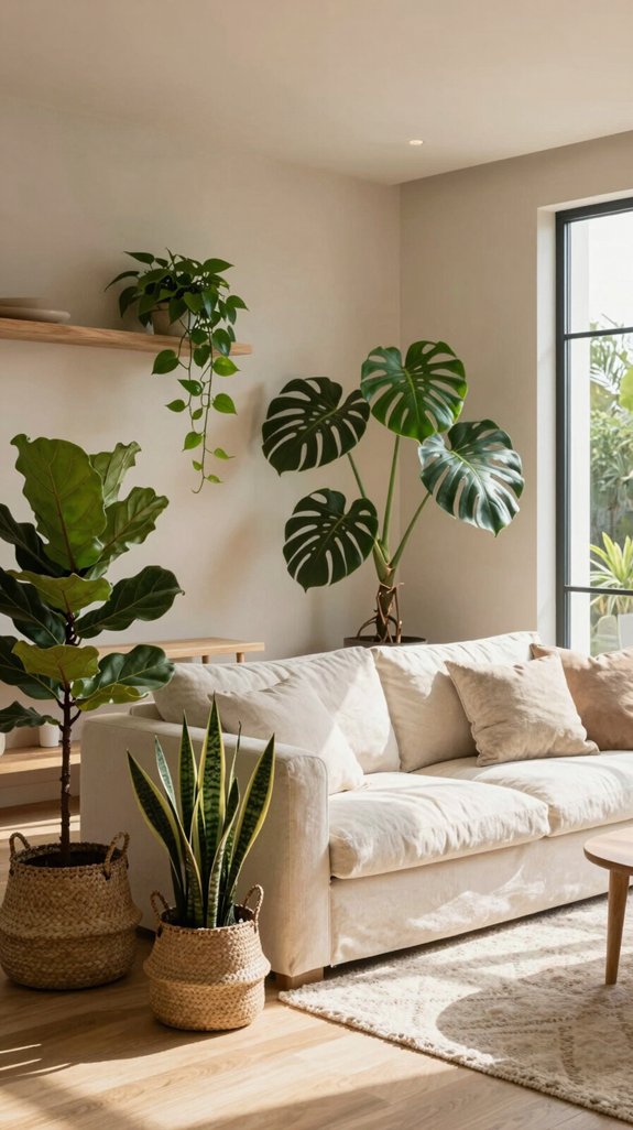 Nude Color Pairings for Soft and Neutral Interiors 14 greenery revitalizes nude interiors