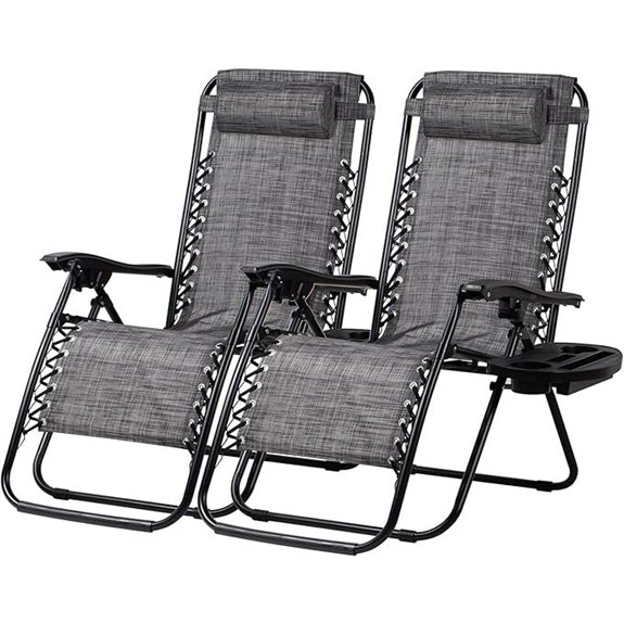 grey adjustable patio recliner set