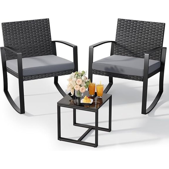 grey cushion patio rocking set