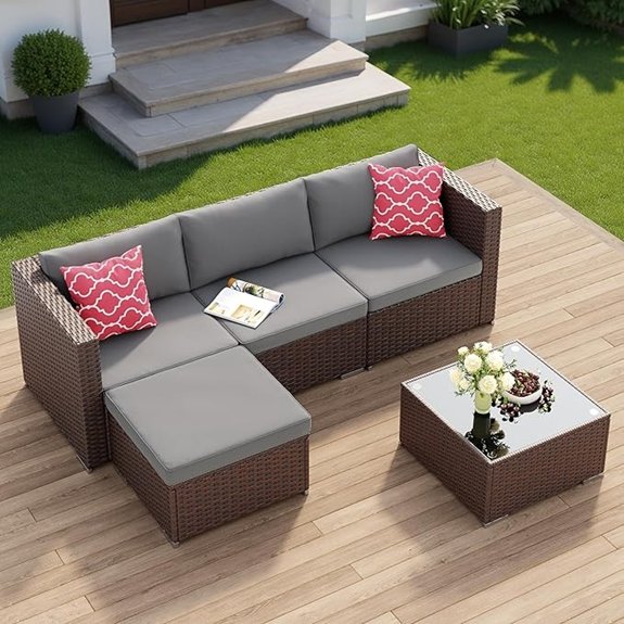 grey five piece patio set