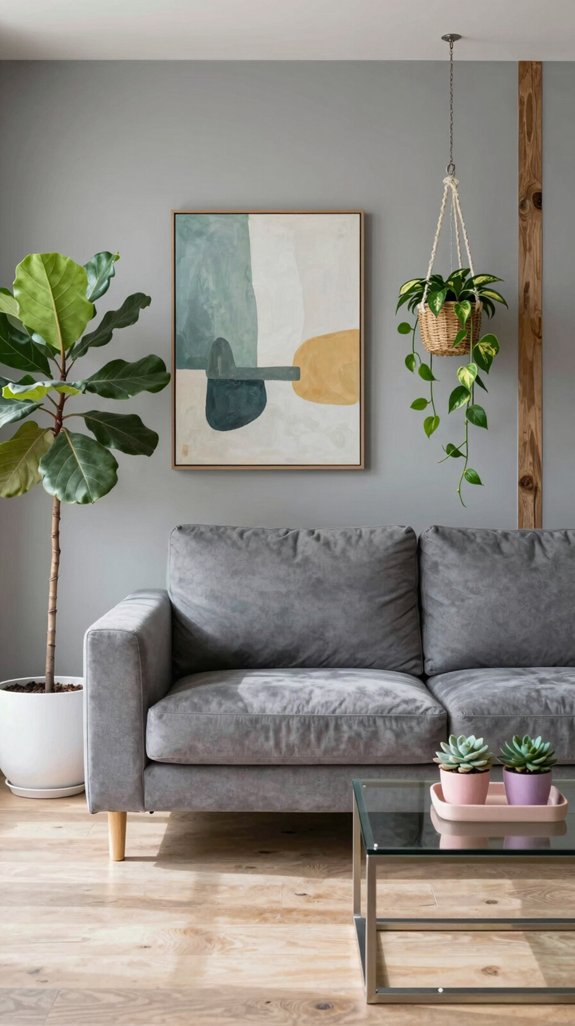 grey interiors verdant focal points