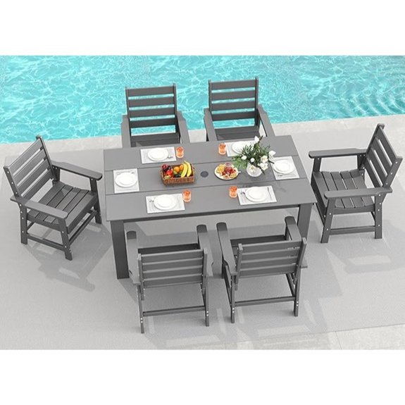 10 Outdoor Dining Sets That Turn Every Meal Into a Backyard Feast 9 grey seven piece patio set