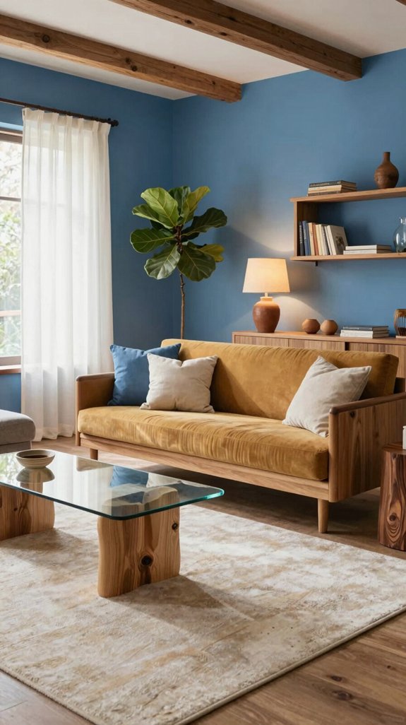 Cornflower Blue Color Pairings for Light and Charming Interiors 10 grounded wood blue palette