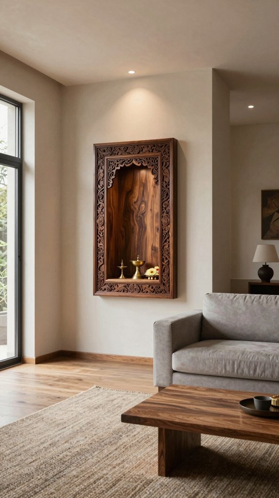 hand carved wooden alcove