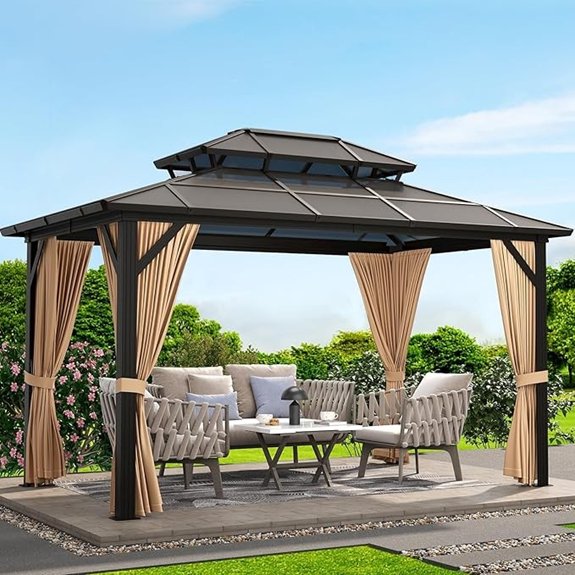10 Best Hardtop Gazebos That Turn Any Backyard Into a Luxury Retreat 4 hardtop aluminum gazebo with curtains