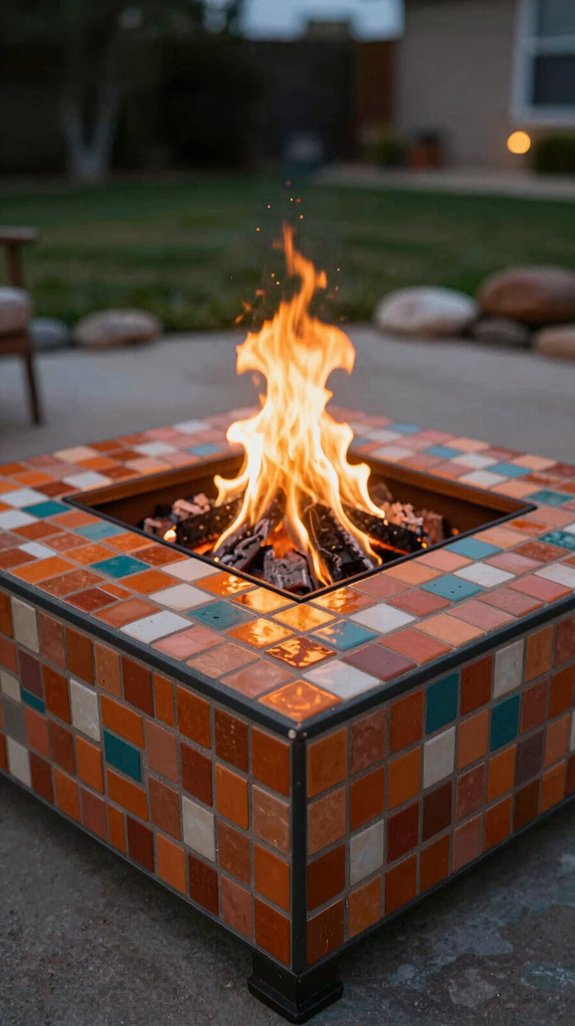 21 DIY Backyard Firepit Ideas for Cozy Outdoor Nights 18 heat resistant mosaic fire pit
