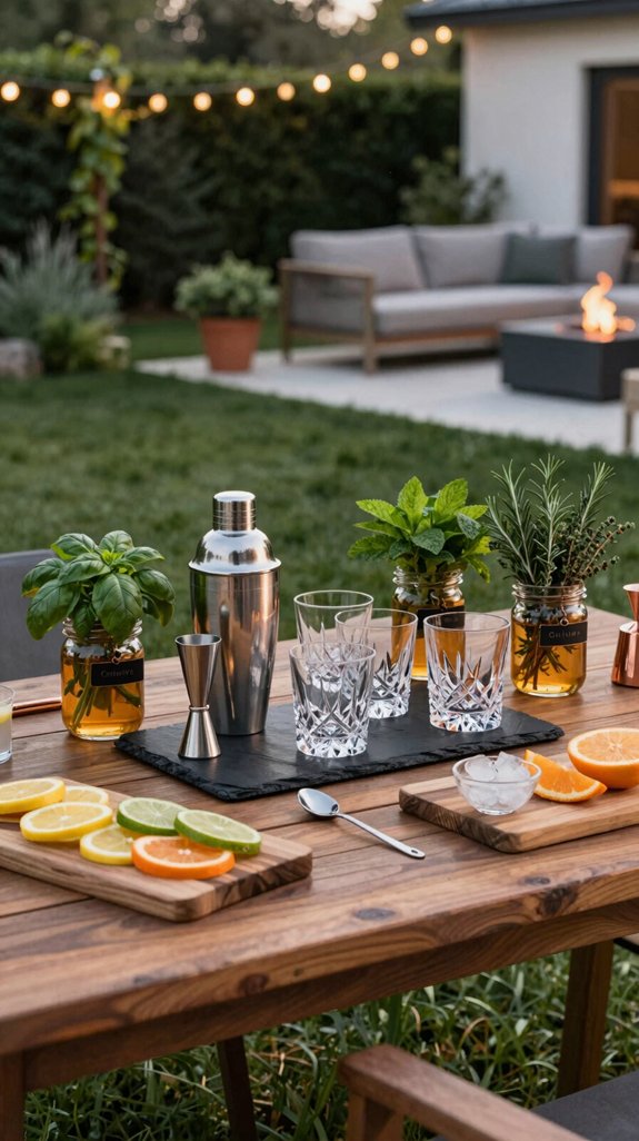21 Backyard Dinner Party Ideas for Stylish Outdoor Entertaining 16 herb infused cocktail station