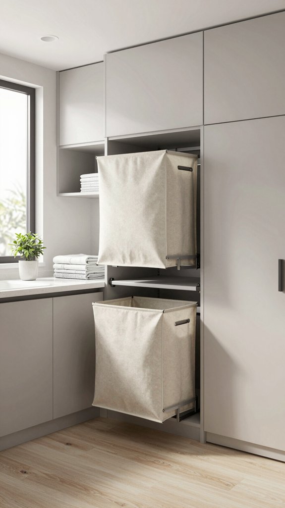 22 Modern Laundry Room Ideas for Sleek Spaces 16 hidden carts streamline laundry organization