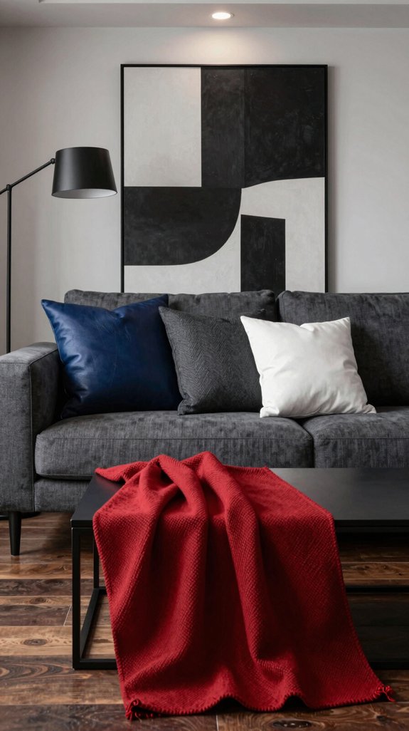 18 Masculine Interior Design Ideas for Living Rooms 18 high contrast textile layering design