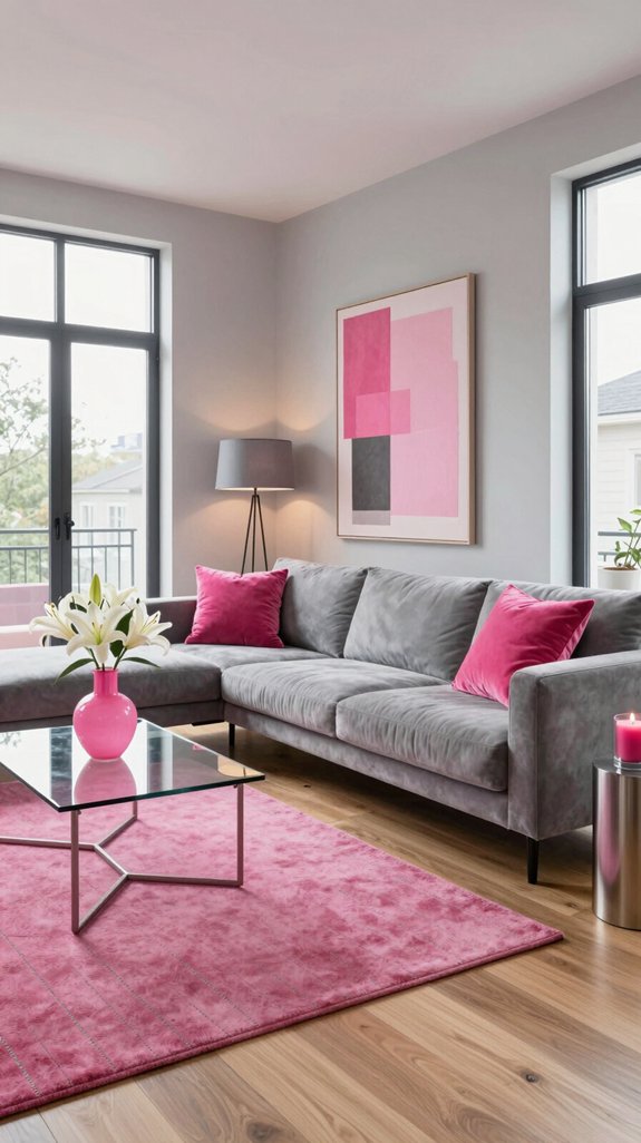 hot pink soft gray