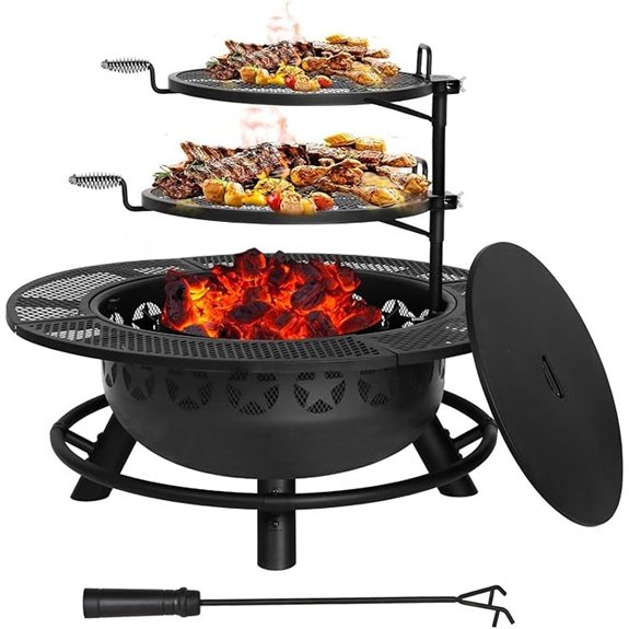 15 Best Fire Pits to Ignite Your Backyard Nights 13 hykolity fire pit with cooking grate and charcoal pan