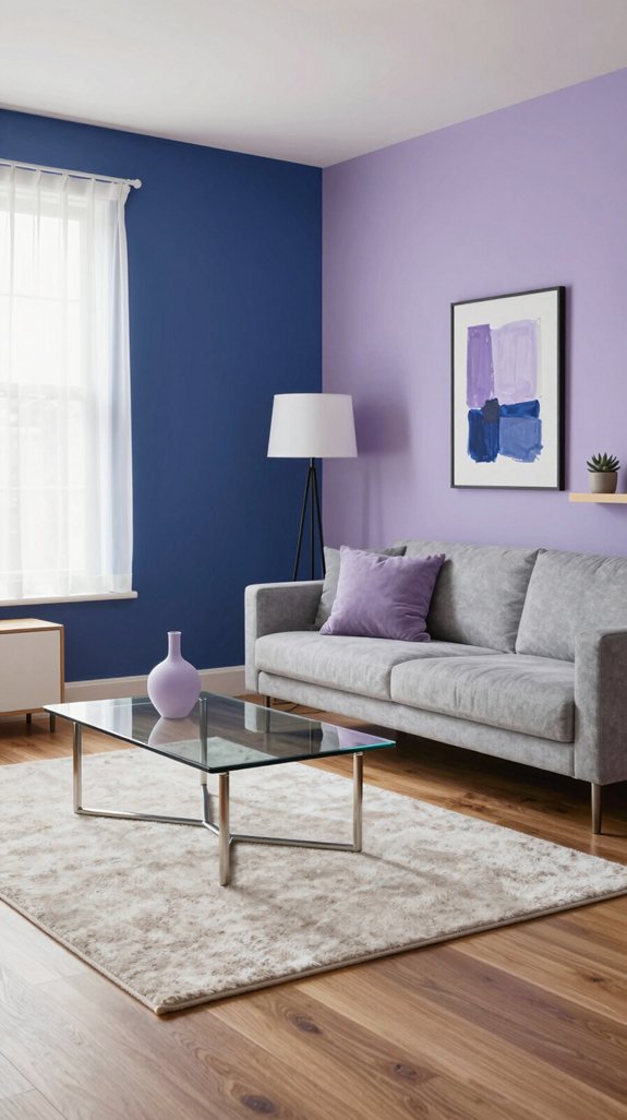 indigo walls with lavender accents