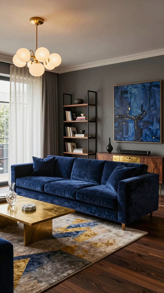 indigo with warm gold accents