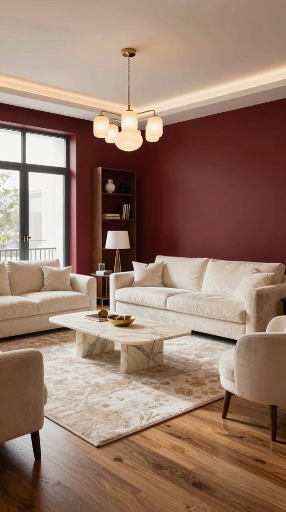 ivory accents soften wine red