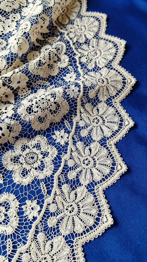 ivory lace softens royal blue
