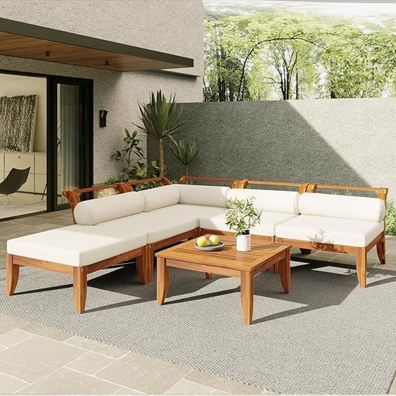 10 Best Teak Outdoor Sofas That Turn Any Patio Into a Luxe Retreat 6 l shaped patio set
