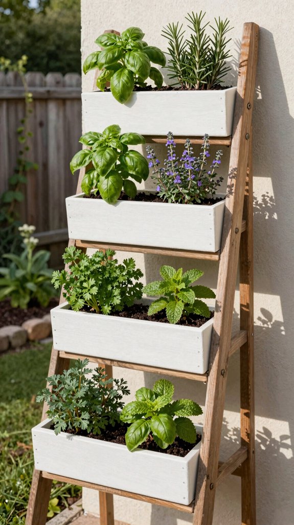 ladder mounted herb garden