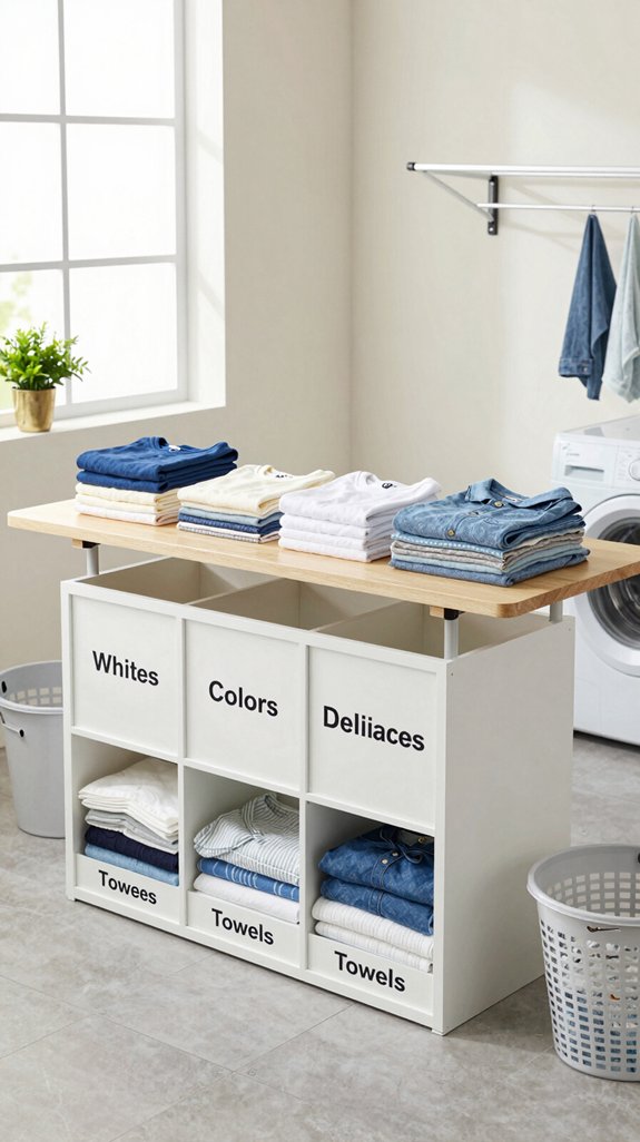 laundry organization with cubbies