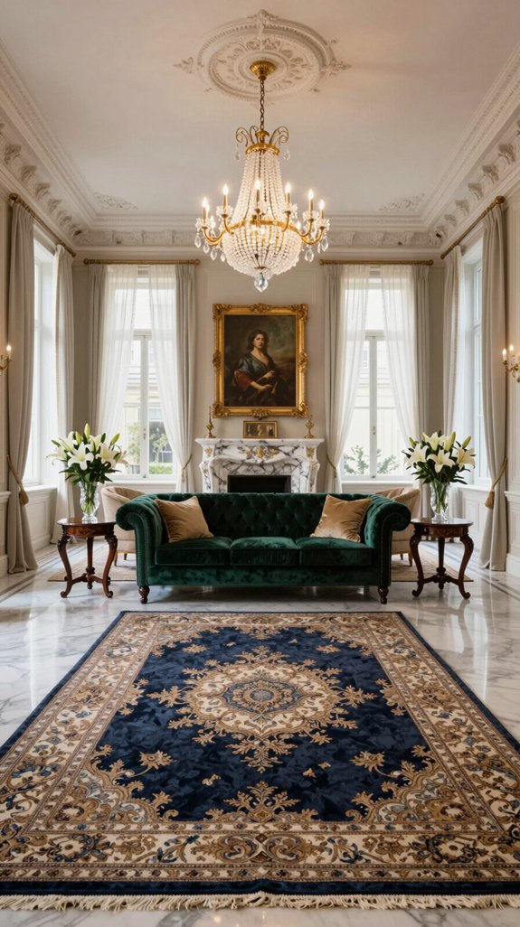 15 Luxury Classical Living Room Design Ideas 14 layered accent rug design