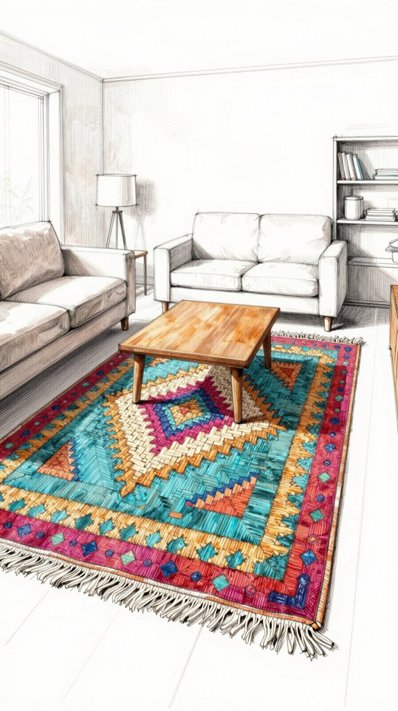 layered colorful rug design
