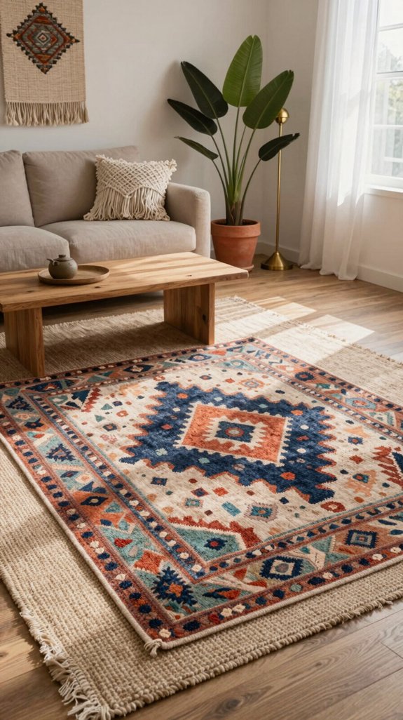 layered rugs create depth