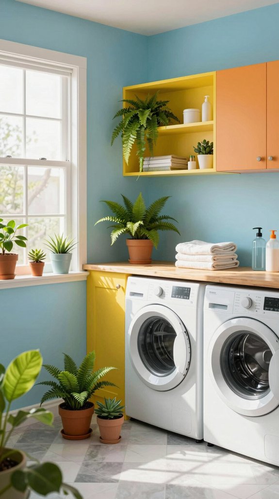 lively green laundry room