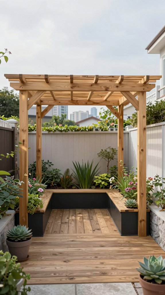 low profile pergola planters
