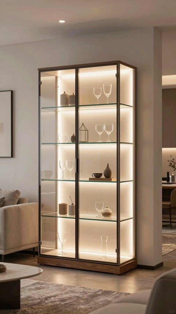 luminous minimalist glass cabinet
