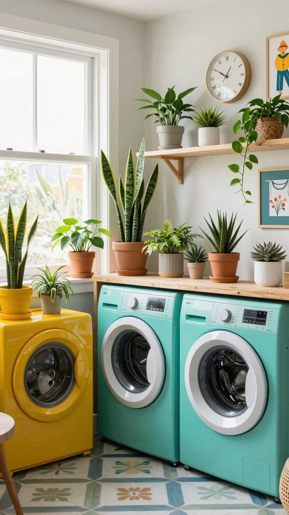 17 Funky Laundry Room Ideas With Bold Personality 17 lush indoor plants elevate