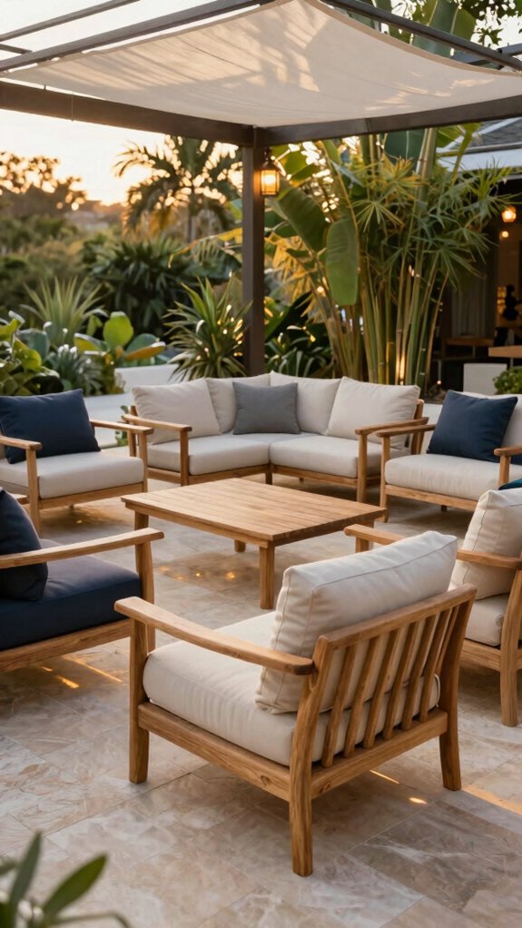 luxe teak patio sofas