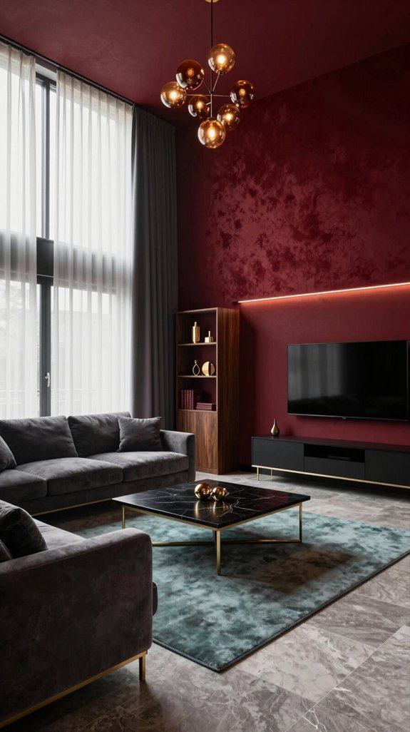 luxurious dark red interiors