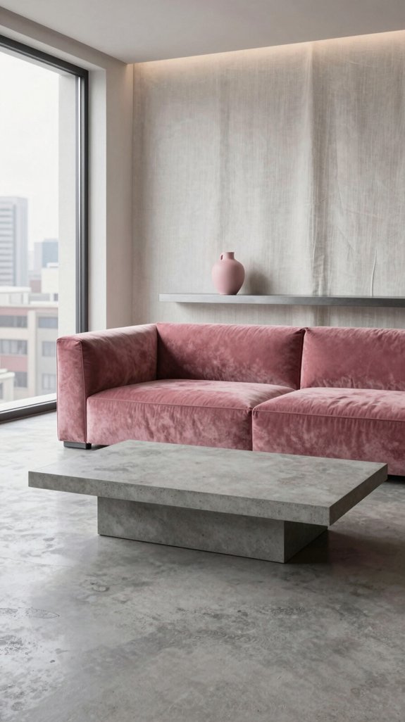 Pink and Grey Interior Color Pairings That Feel Modern and Soft 8 luxurious tactile concrete layering