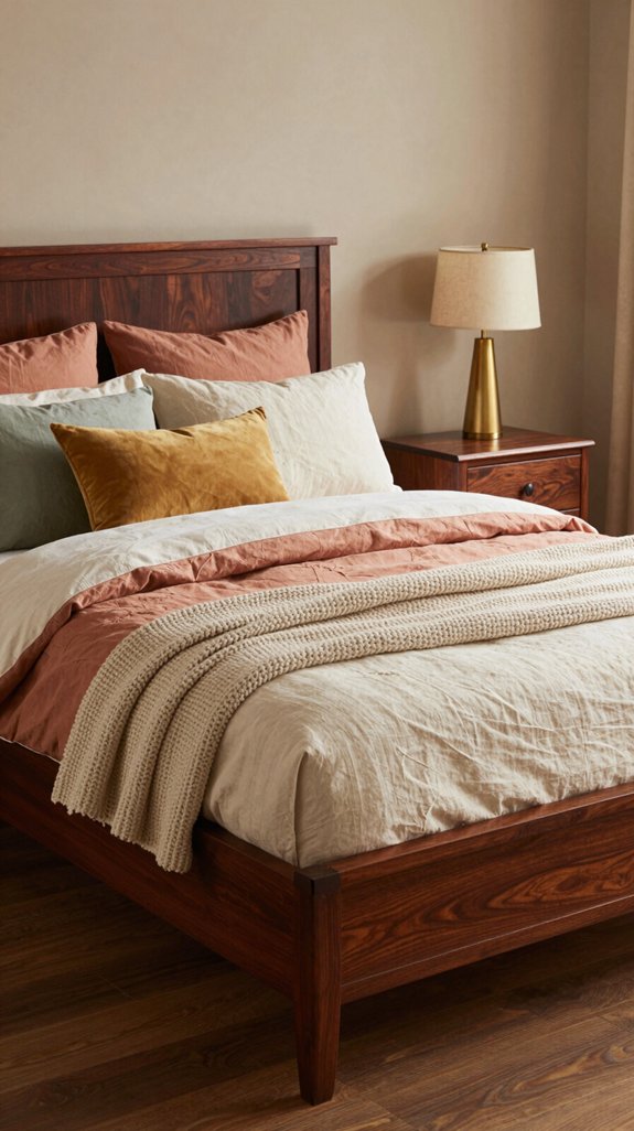 mahogany inspired balanced bedding