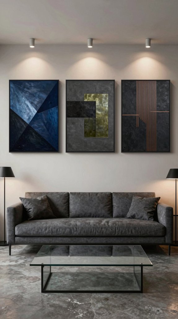 18 Masculine Interior Design Ideas for Living Rooms 11 masculine geometric artwork arrangement