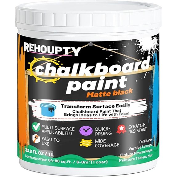 matte black chalkboard paint 33 8 oz 64 sq ft