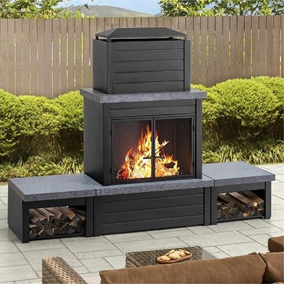 15 Outdoor Fireplaces That Turn Any Backyard Into a Cozy Retreat 7 matte black outdoor fireplace