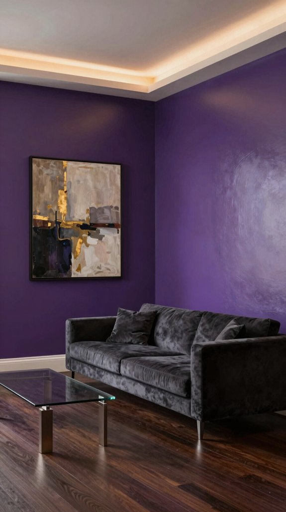 matte versus glossy deep purple walls