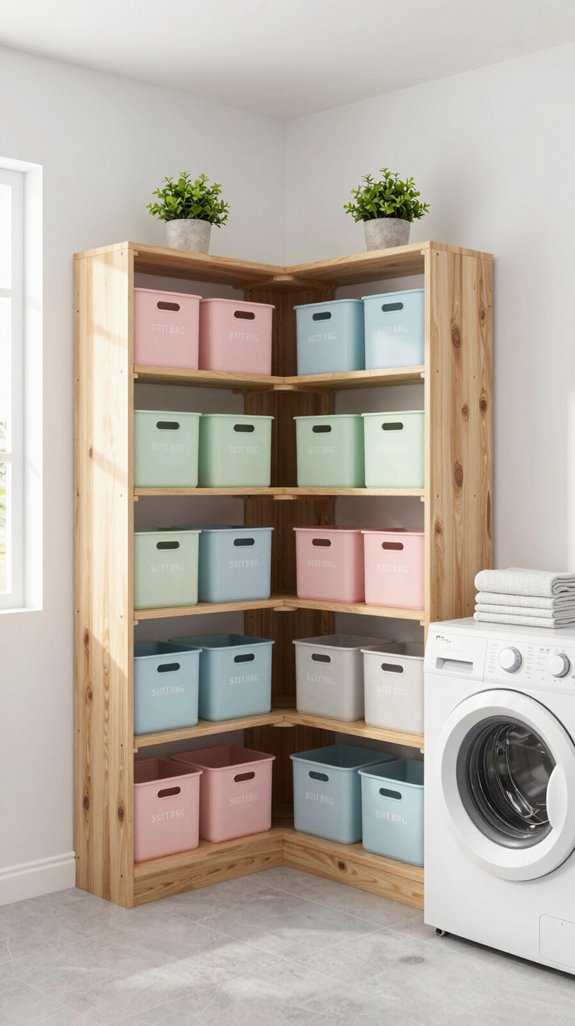 19 Laundry Room Shelf Ideas for Extra Storage 8 maximize space with corner shelves