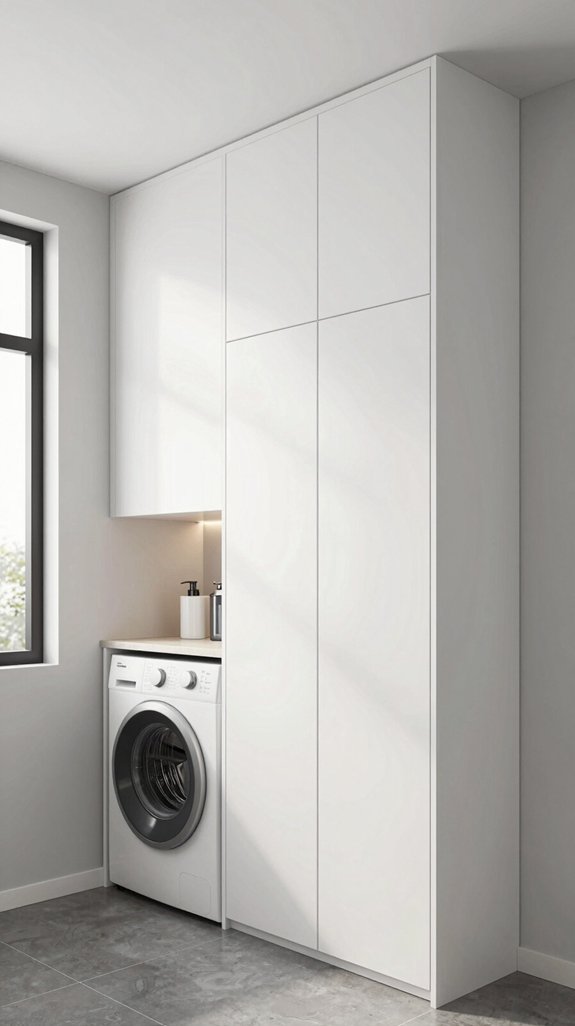 17 Narrow Laundry Room Ideas That Feel Spacious 4 maximize storage with cabinets