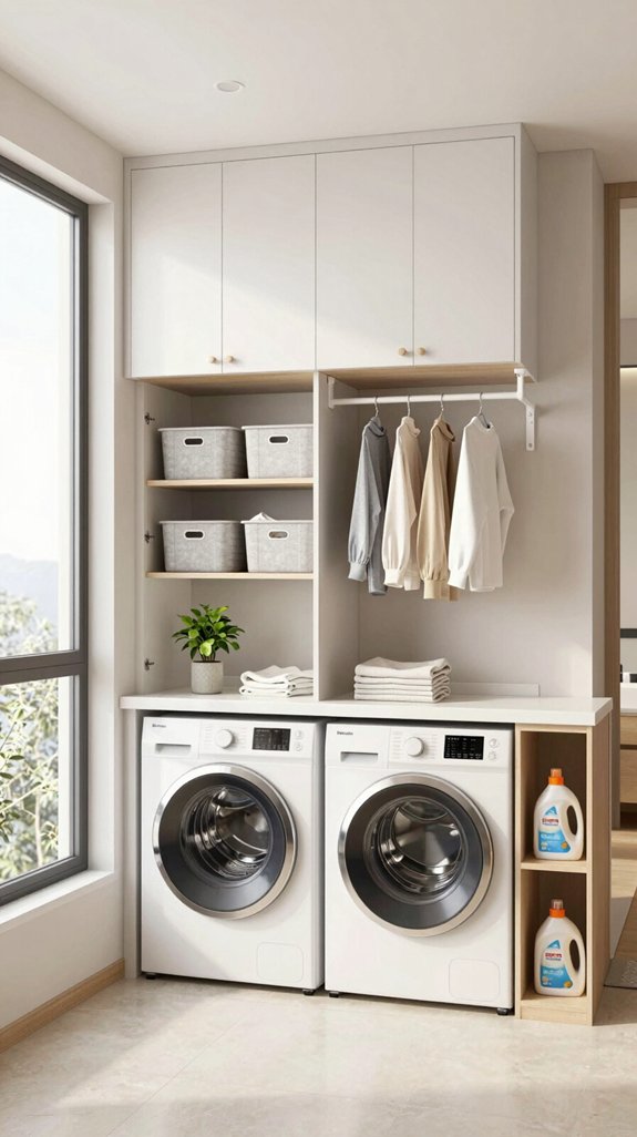 22 Modern Laundry Room Ideas for Sleek Spaces 20 maximize vertical storage space